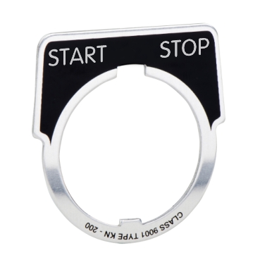 Schneider Electric 9001 Legend plate; "START-STOP"; aluminum; 40x43mm w/ ring; black